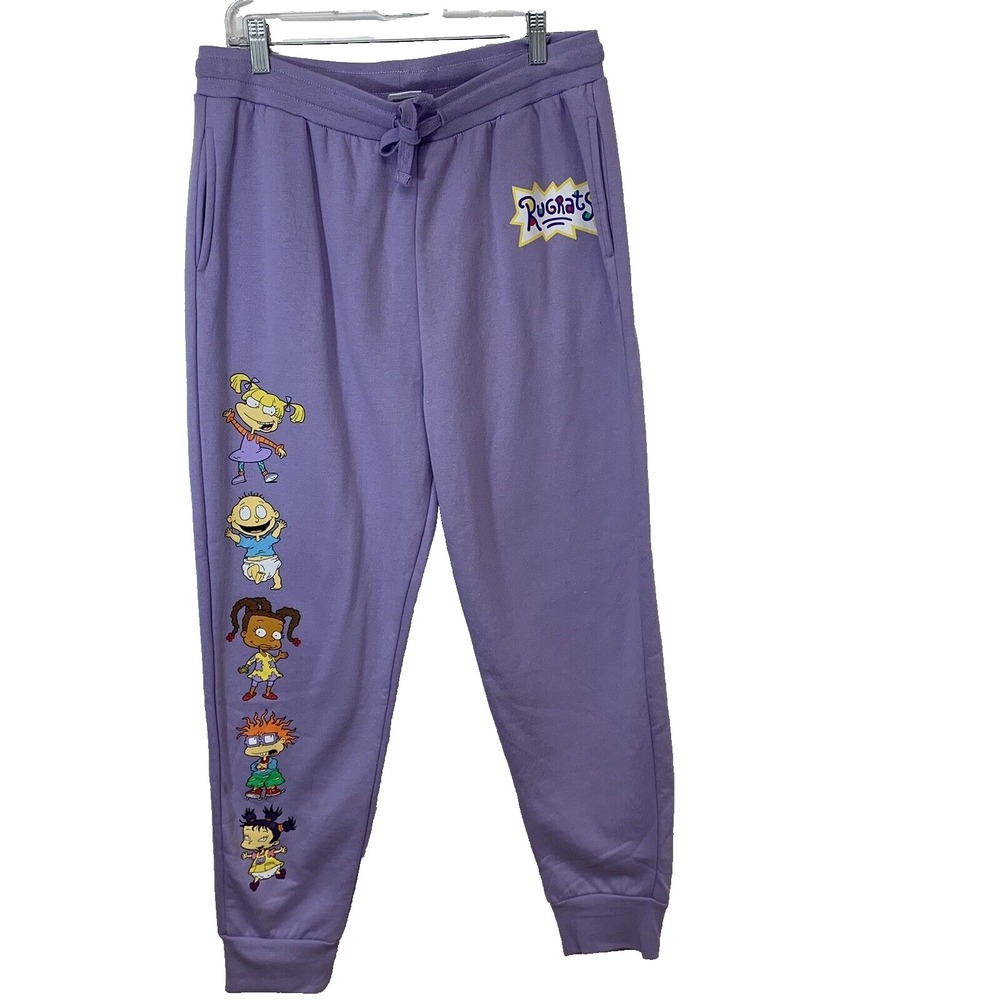 Nickelodeon Rugrats Jogger Pants Woman XL Purple Graphics Pull On Pockets Y2K